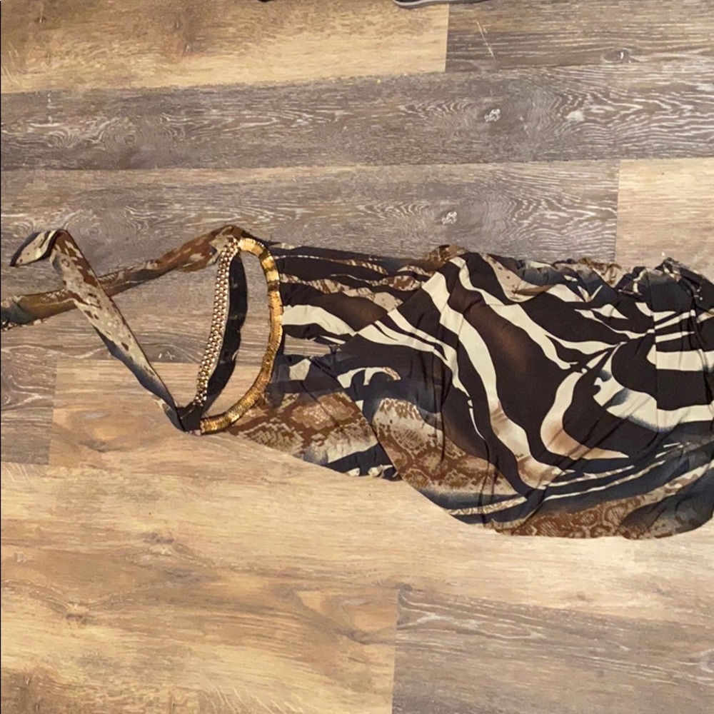 Venus Animal print Dress with gold accessories